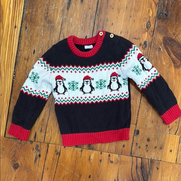 Holiday Time Toddler Penguin Holiday Sweater - Black, Red, White Size 4T - Picture 1 of 1
